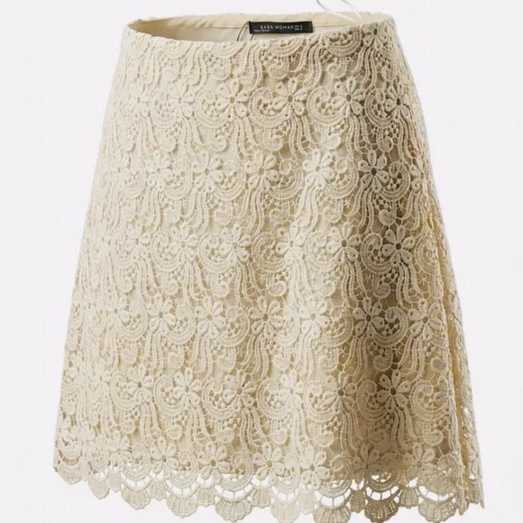 Zara Cream Lace Mini Skirt - Picture 1 of 1